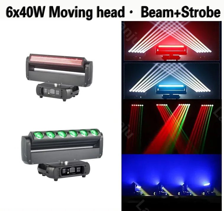 New 6x40w LED RGBW Bead Strobe Dot Matrix Double Sided Moving Head Light 4-in-1 Stage Lighting Effect for DJ Disco Party Wedding