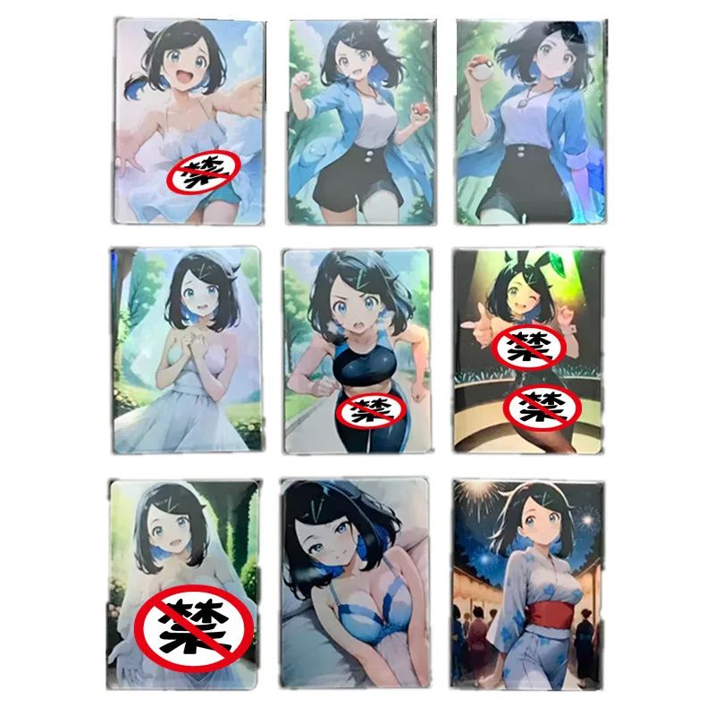 

9pcs/set Sexy Card Like Female Trainer Nude Card Anime Pokémon Homemade ACG Comics Collection Card Battle Game Toy Gifts