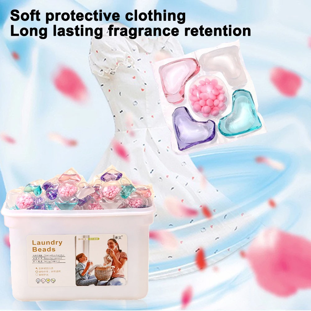 50Pcs Laundry Detergent Soap Box 5 in 1 Detergent Liquid Capsule Ball Laundry Aroma Liquid Capsule Ball for Home Dormitory