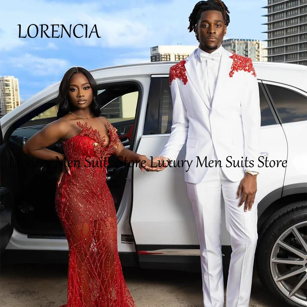 Simple Sparkly Onraments Men Suits 2 Pieces Flat Collar Wedding Party Outfits Customized Blazer Pants jaqueta masculina couro