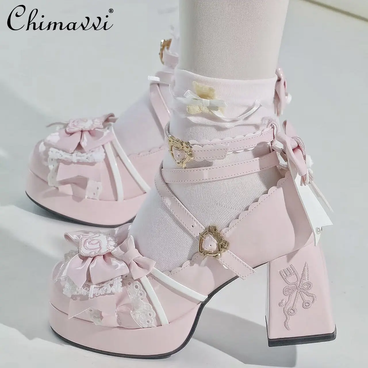 

Original Lolita Cute High Heels 2026 Spring Summer New Sweet Elegant Round Toe Lolita Princess High Heel Pumps Shoes Women