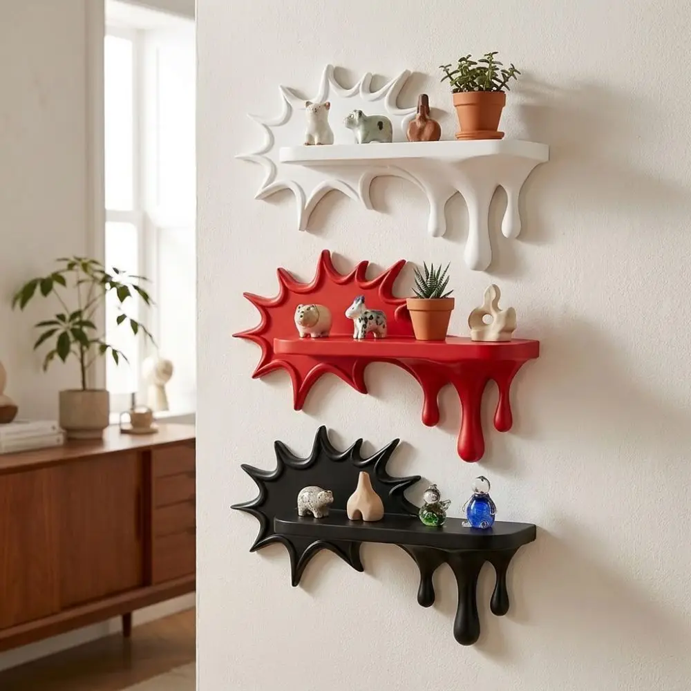 3D Printed Burst Dripping Shape Wall Shelf Plastic Irregular Shape Melting Display Rack Melting Artistic Decorative Shelf