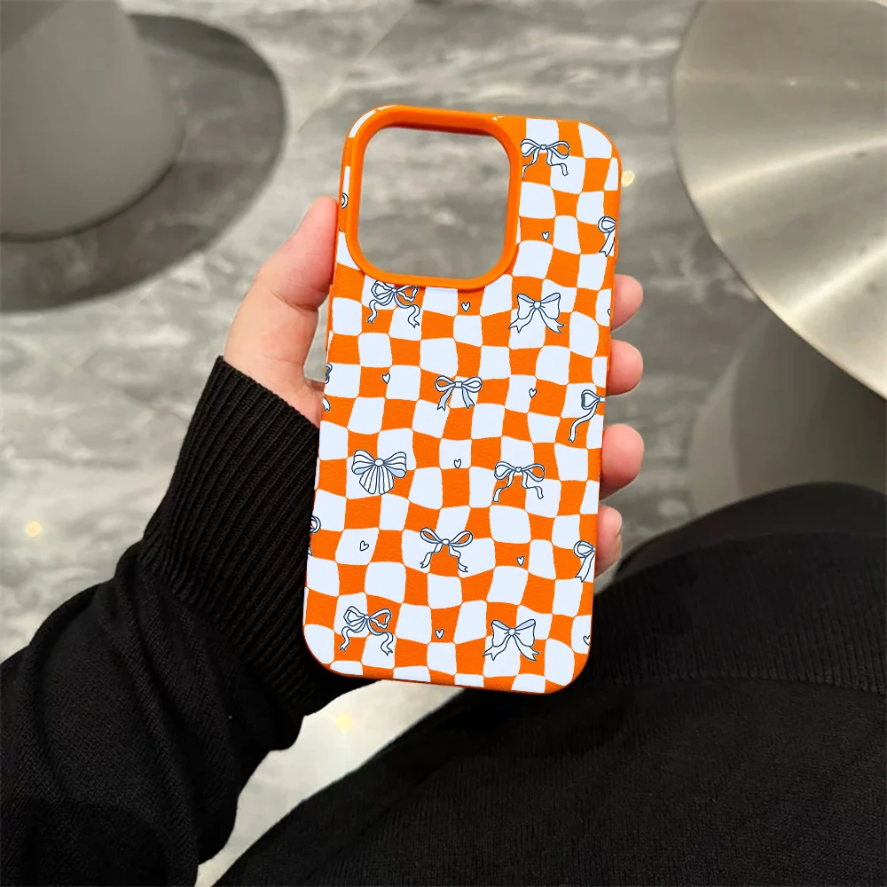 Blaue karierte Schleifen-Handyhülle für iPhone 17 16 15 14 13 12 Pro Max 16 15 14 Plus 17 16 15 14 13 Pro 17Air Silikon-Matt-Cover – Detail 6