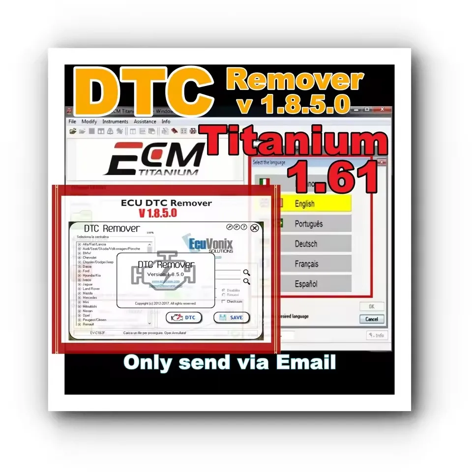 

DTC Remover 1.8.5 +ECM TITANIUM 1.61 With 26000+ Driver Edit the ECU unit identify maps injection spark-advance pressure Turbo
