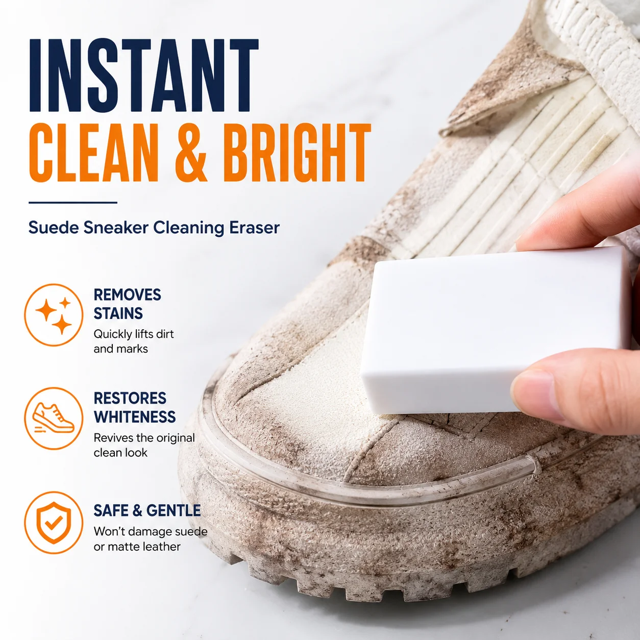 Sneaker Care For Suede - Wildleder-Sneaker-Reinigungsradierer, Fleckenentferner und Aufheller für Matte,
