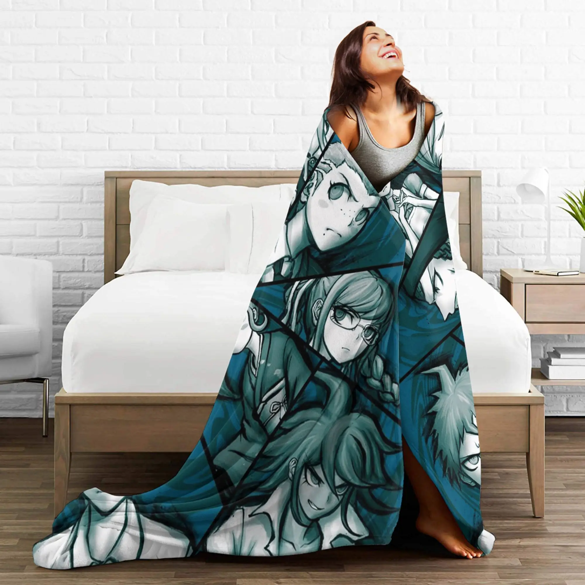 لعبة Danganronpa البطانيات لينة الدافئة طباعة أفخم رمي بطانية للطلاب ديكور المنزل الفانيلا المفرش غطاء السرير