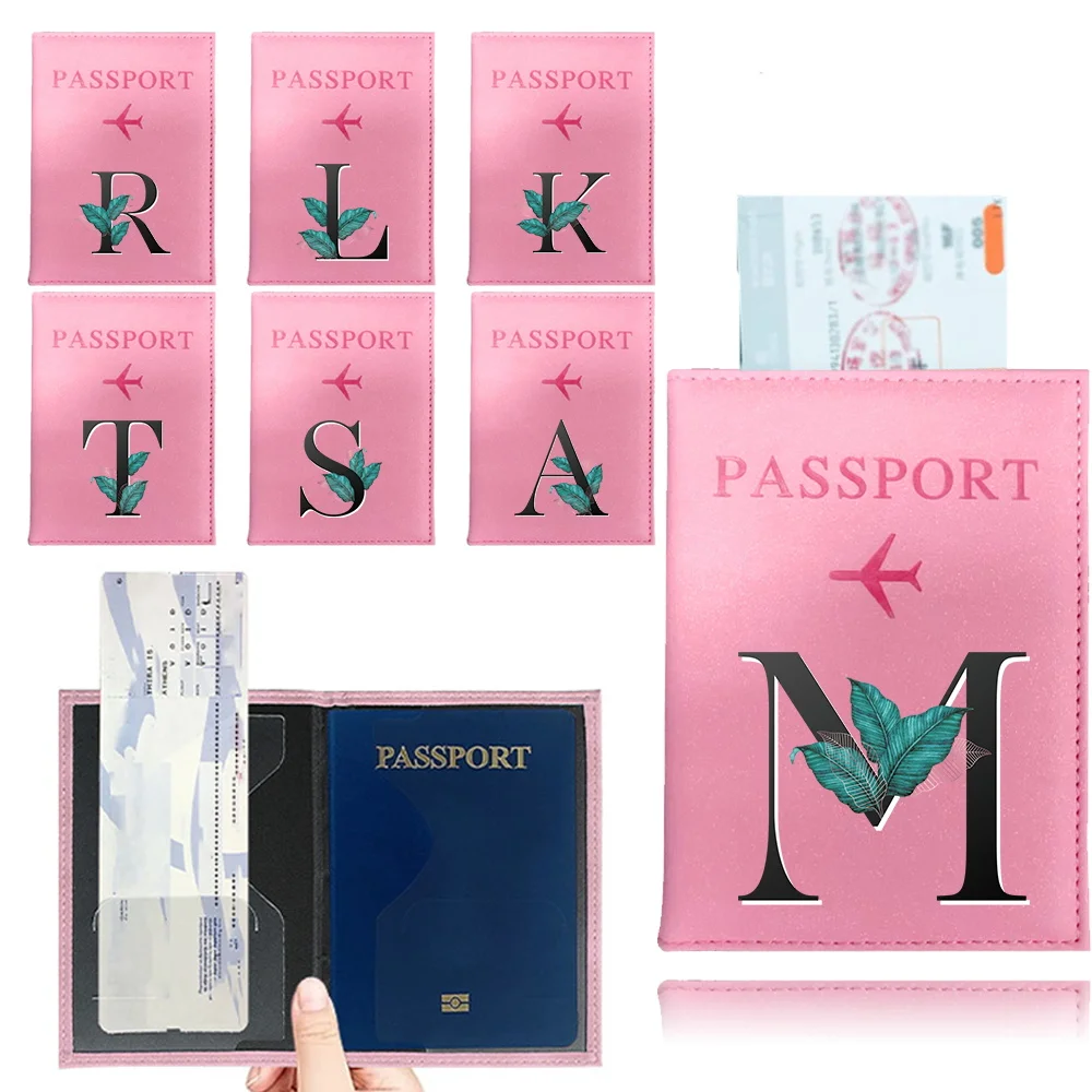 Fashion Emboss Women's Passport Cover Leaf Flower Lettern Print Girls Boys ID Card Holder Travel Ticket Passport Case Shipping