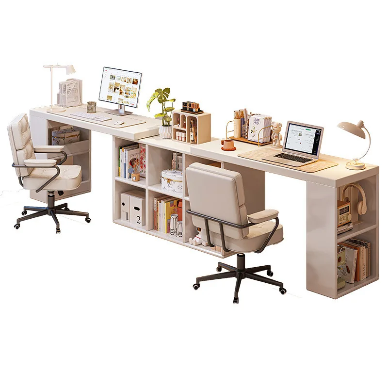 

Double desk computer desk bedroom dresser corner desk bookshelf integrated table