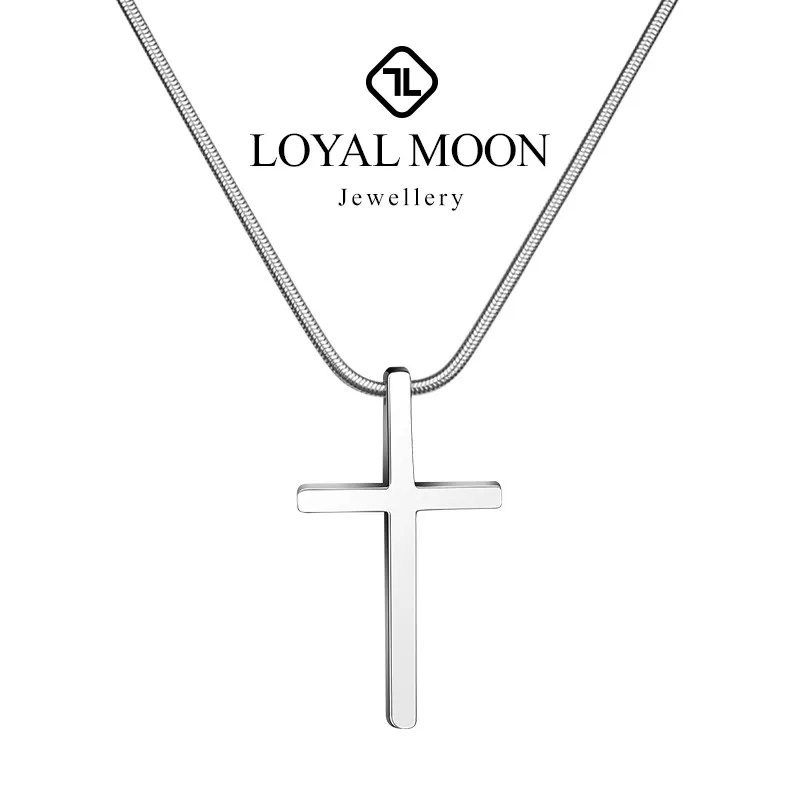 

Loyal Moon Tungsten Pendants For Men Classic Design Cross Necklace With Snake Stainless Steel Chain 45/50/55cm,engraving