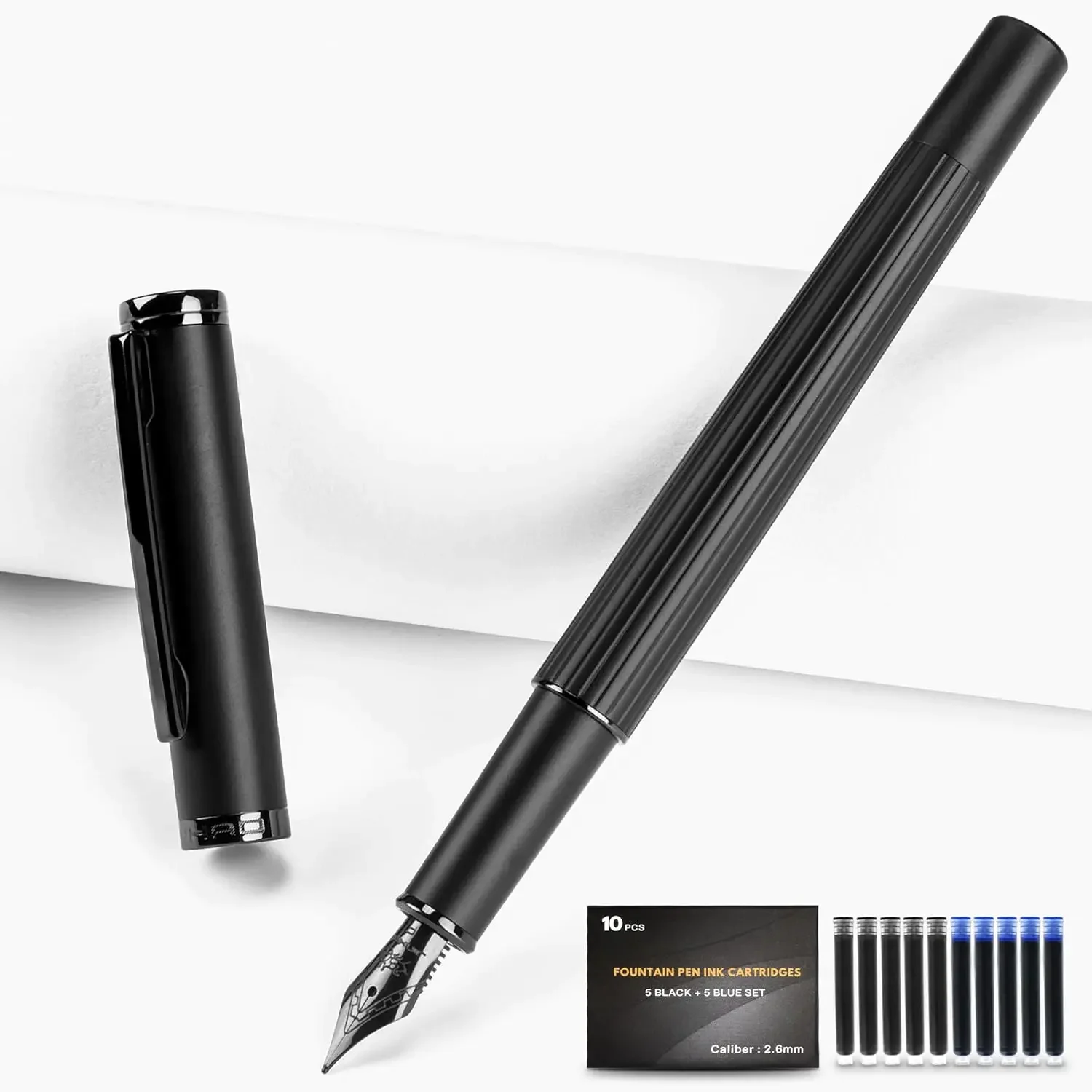 

Fine Nib Fountain Pen Set with Ink Cartridges & Converter, Smooth Writing, No Skips