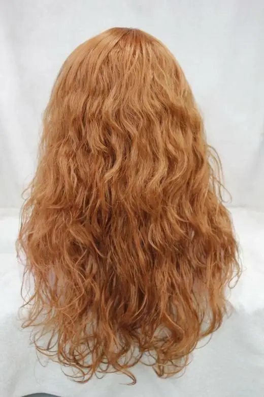 Medium Mixed Blonde Brown Curly Synthetic Wig Ladies Full Wigs