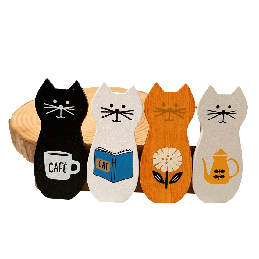 

4pcs/pack Retail Creative cute mini cat coffee cartoon home supplies animal clip Office Decoration Clips DIY 4choices