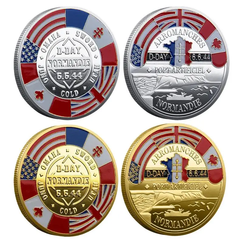 Non-currency Anniversary Challenge Coin D Day 80th Anniversary Normandie Commemorative Coin D-Day Maple Leaf Coin Collections