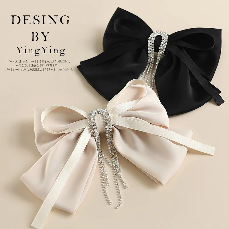 Messzemenő bowknot Bronzszínű Ágcsernyő Francia hairclip accessor headwear Árad vmiből Szatén Bársoly Hercegnő hairpins Fejdísz  strasszos Kőr