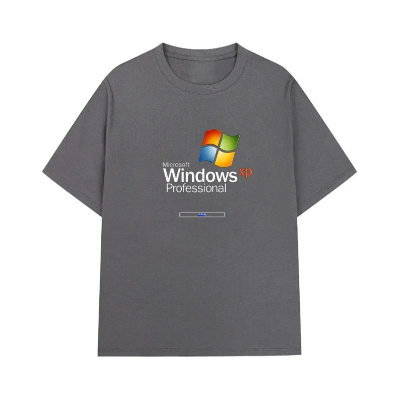تي شيرت رجالي صغير محب نمط ويندوز شعار طباعة تي شيرت كاجوال موضة فضفاضة مريحة قطن تي شيرت كل شيء مع قاعدة #3