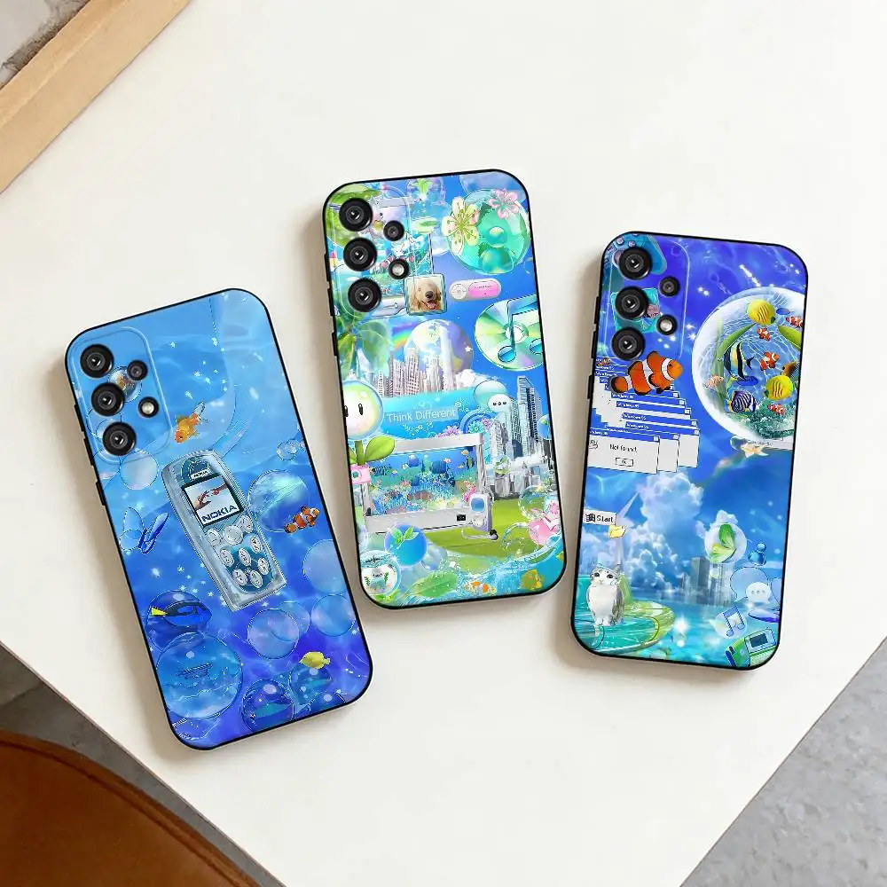 

F-Frutiger Aero Aqua Nostalgia Phone Case For Samsung S25,S24,S21,S22,S23,S30,Ultra,S20,Plus,Fe,Note,10,9,5G Black Cover