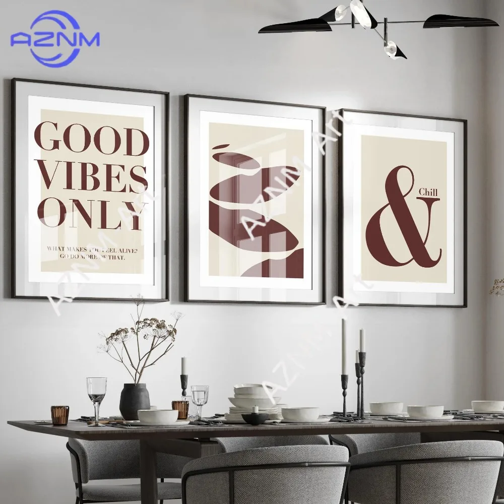 1/3PCS ，Neutral Abstract Art Prints, Modern Art, Abstract Art, Good Vibes Only, & Chill, Wall Art ,