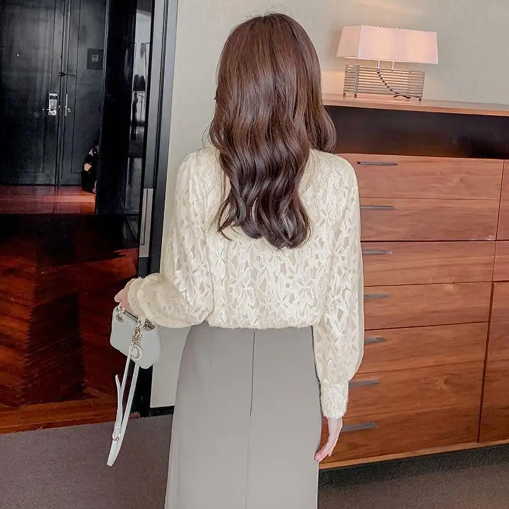 

Autumn Sexy Hollow Out Women's Shirt Fashion Loose Casual Single Breasted Lapel Long Sleeved Street Solid Color Women Shirts