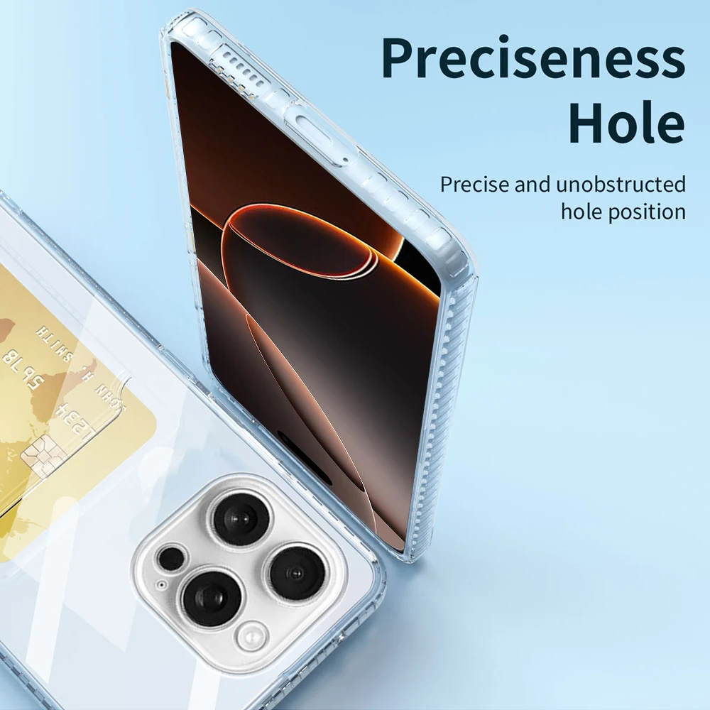 Iphone16ProMax ปกป้องเลนส์ใสกระเป๋าใส่บัตรสำหรับ iPhone 16 Pro Max PLUS เคสบน iPhone16 16pro MAX กรอบ TPU แบบนิ่ม