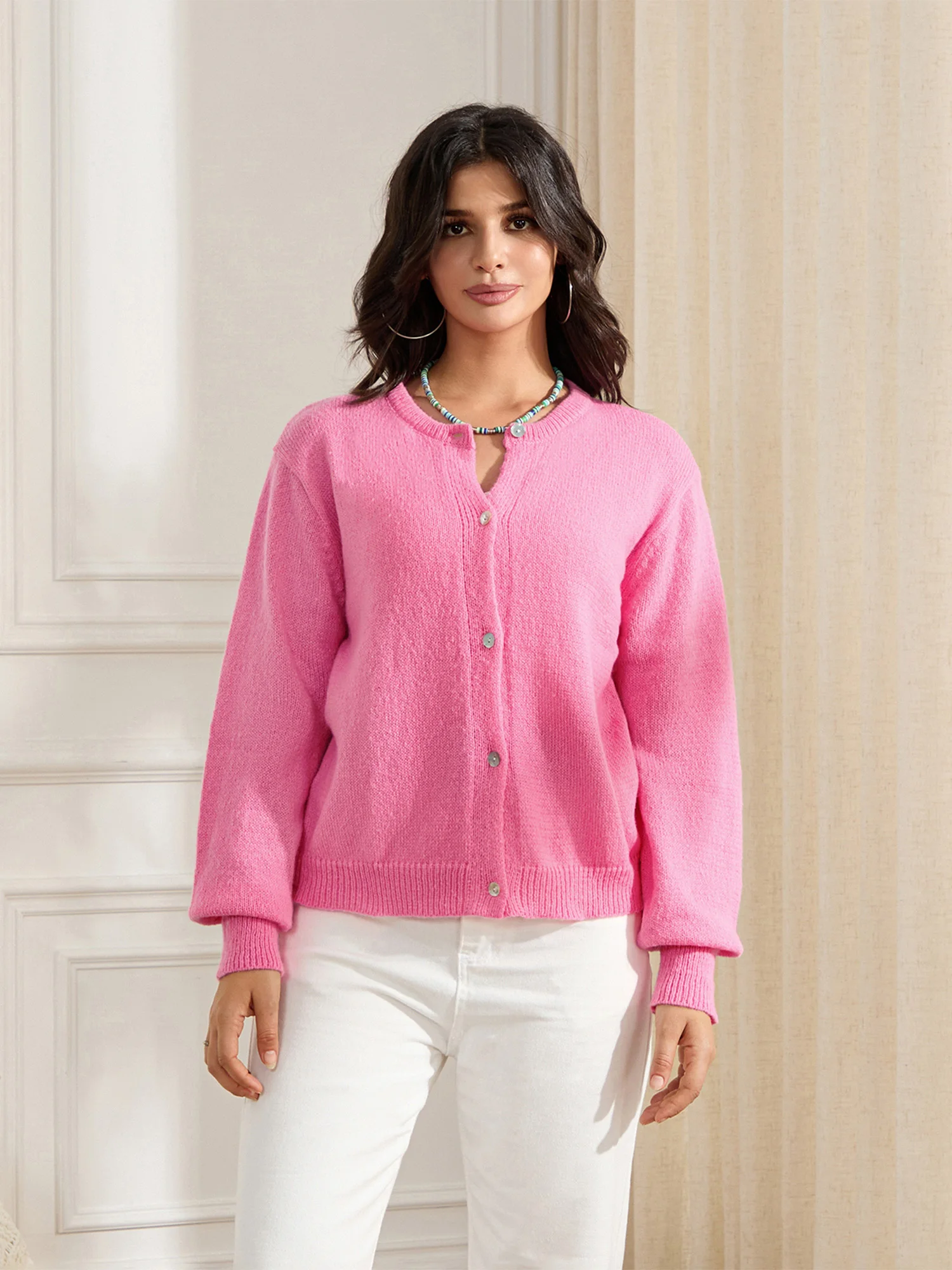 Women Button up Sweaters Casual Lightweight Solid Color Knit Cardigans Warm Fall Knitwear for Streetwear