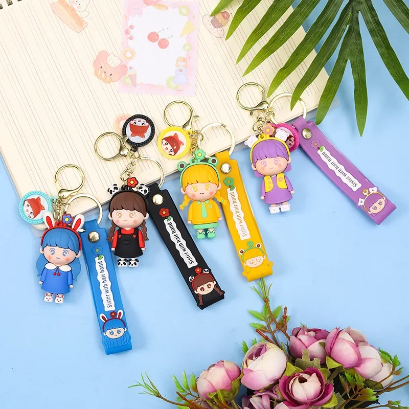 miniso  Exquisite cartoon girl keychains, cute girl dolls, car keychain pendants, high-end small gifts