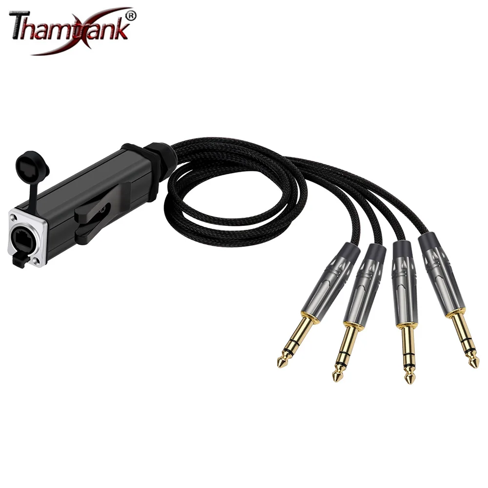 

RJ45 CAT5 to 4 Channel 1/4 Inch TRS 6.35mm Stereo Male Plug Audio Cable Extender for Stage Sound Lighting Recording Studio Mixer