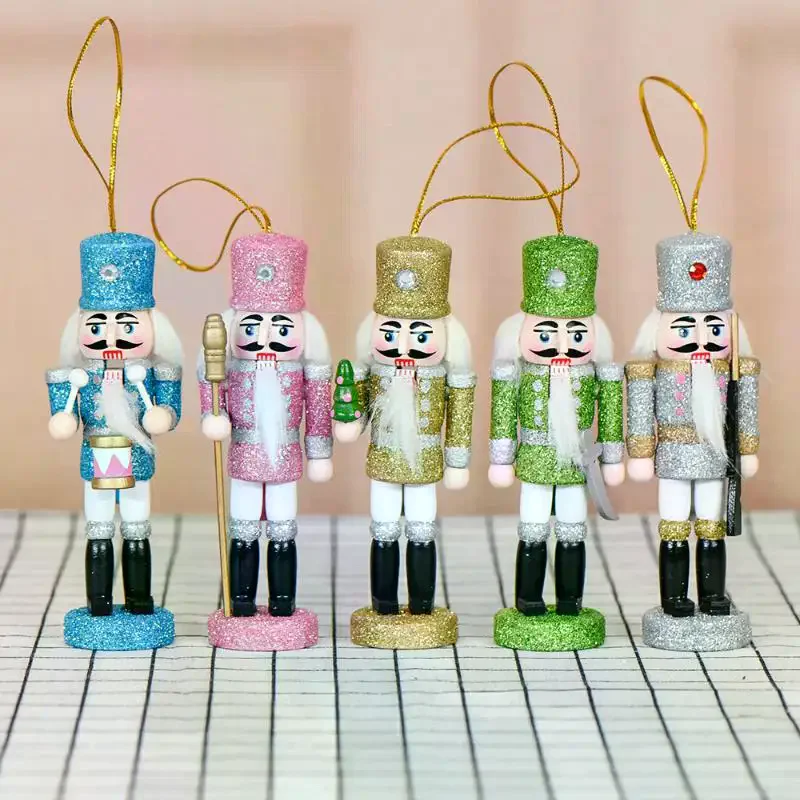 4/5/6pcs/box Christmas Nutcracker Soldier Puppet Wooden Handicraft Christmas Tree Pendant Desktop New Year Home Decoration