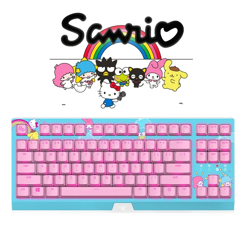 

Kawaii Sanrios Hellokitty Mechanical Keyboards 87 Keys Laptop Computer Gaming Machine Keyset Limited Cool Backlit Usb Key Boards