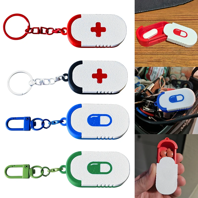 Medication Organizer Multiple Compartments Travel Pill Organizer Portable Pill Pod Tablet Case Mini Sliding Pill Box Keychain