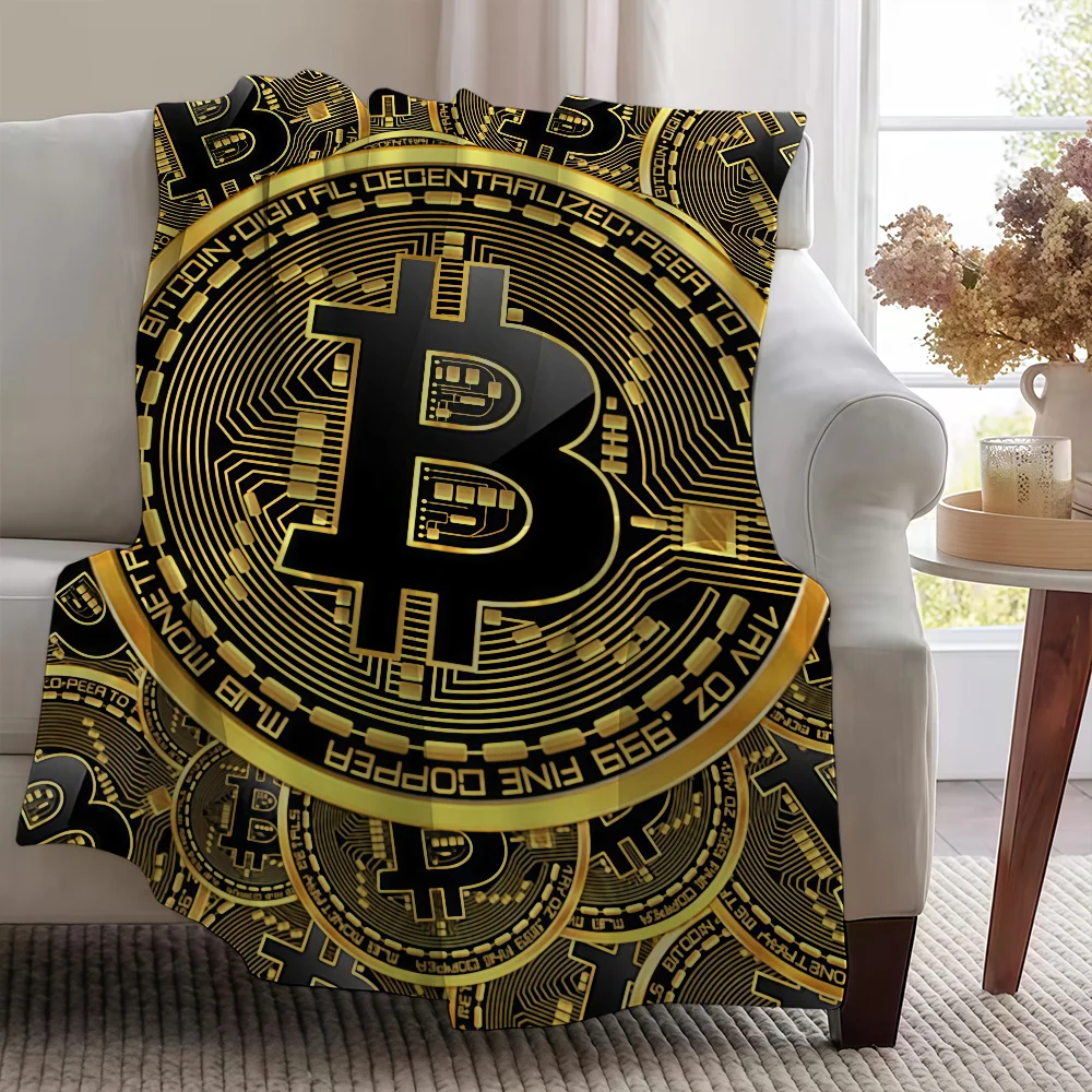 Bitcoin Money Blanket Soft Warm Furry Throw Super Kids Toys Bed Sofa Car Cradle