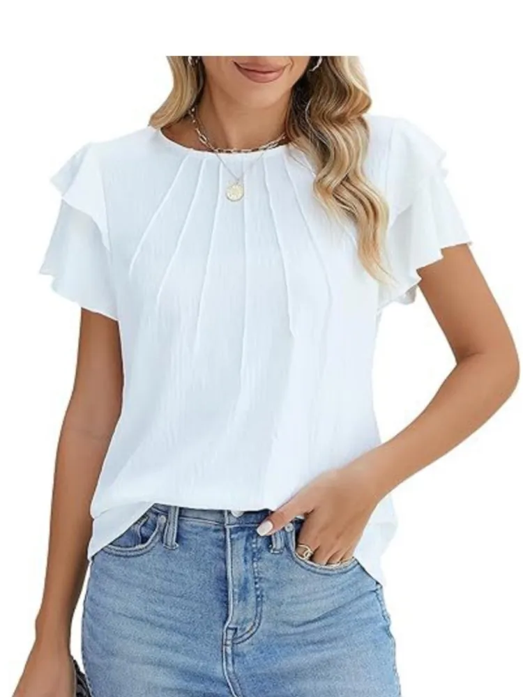 

Spring Summer T Shirts For Women New Solid Color Top And Round Neck Short Sleeve Fashion Casual Daily Commuting Female Tees 2024