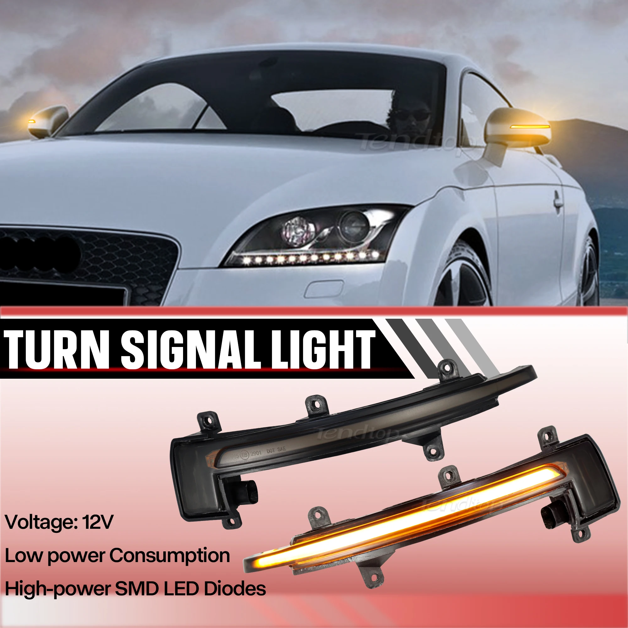 2pcs Side Wing Mirror Dynamic Turn Signal Light LED Side Mirror Sequential Lamp For For Audi TT Mk2 8J TTS R8 2007-2014
