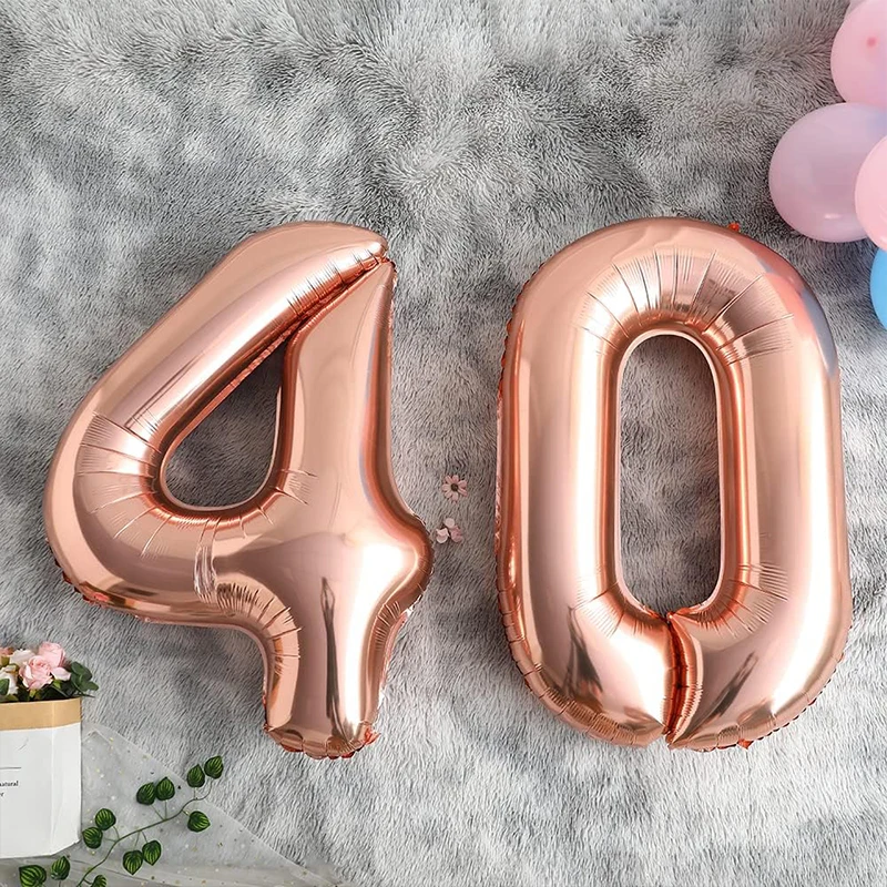 18 قطعة عدد الذهب الوردي احباط بالونات 40th حفلة عيد ميلاد زينة الكبار امرأة 40 سنة الذكرى الزفاف Globos لوازم #3