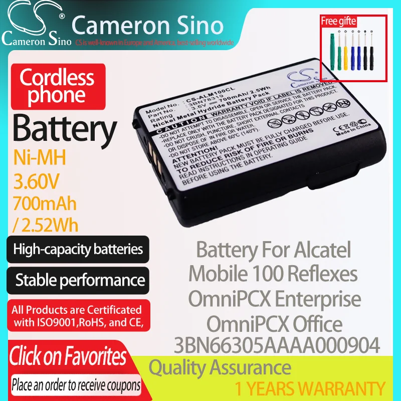 CameronSino Battery for Alcatel Mobile 100 Reflexes OmniPCX Office Enterprise fits T-Mobile 3BN78319 Cordless phone Battery