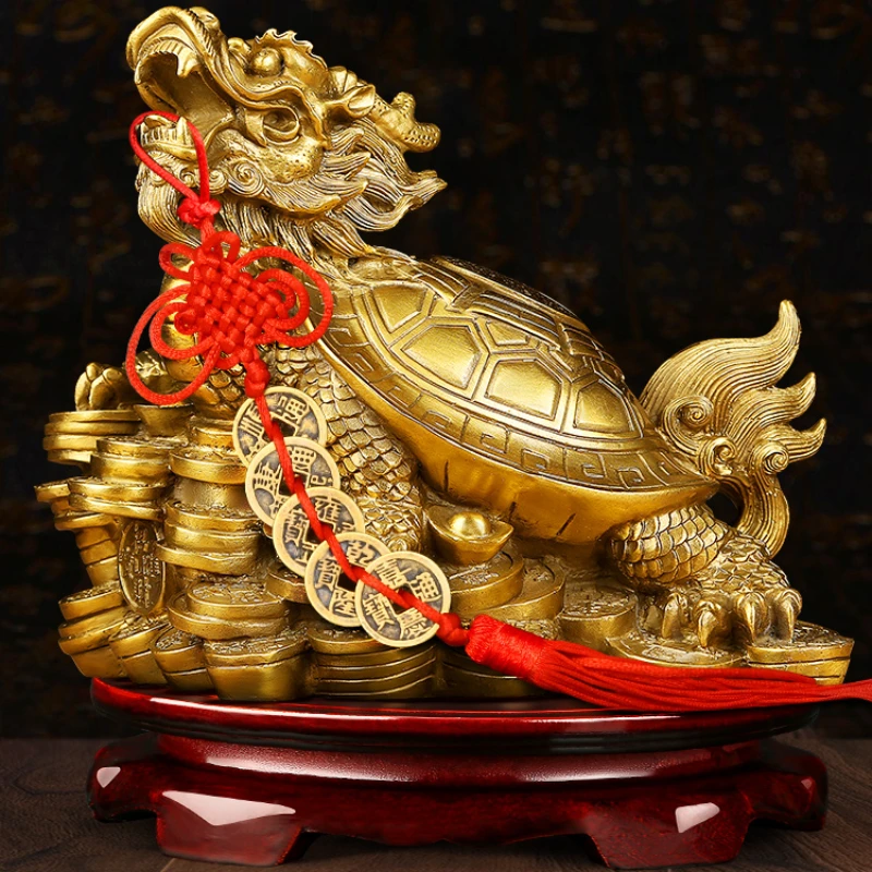 Metal dragon turtle ornaments Absorb wealth metal handicrafts Feng Shui Crafts home decor Living room decor decorative figurine