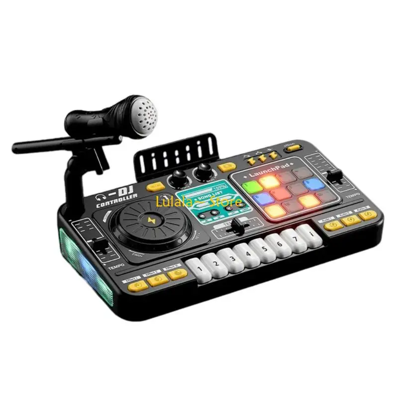 Y4QA 子供電子音楽プレーヤー Dj ミキサーセットおもちゃ 12 MIDI 曲ごっこ遊び DJ コントローラー機器教育ギフト