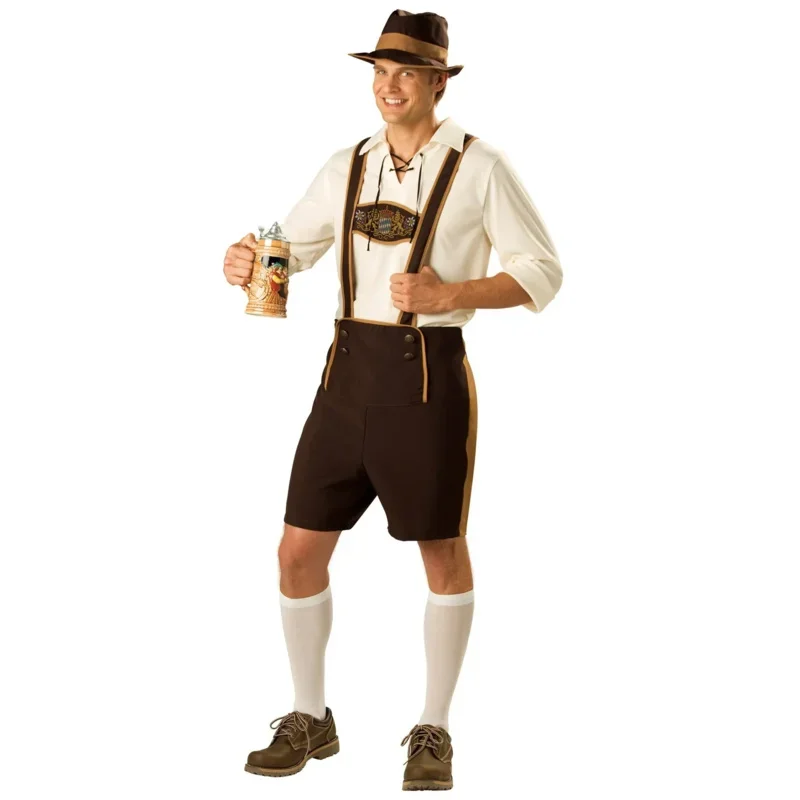 A Oktoberfest Cosplay Costume Lederhosen Bavarian Octoberfest Beer Festival Cosplay Costumes Halloween for Kids Boys Beer Costum