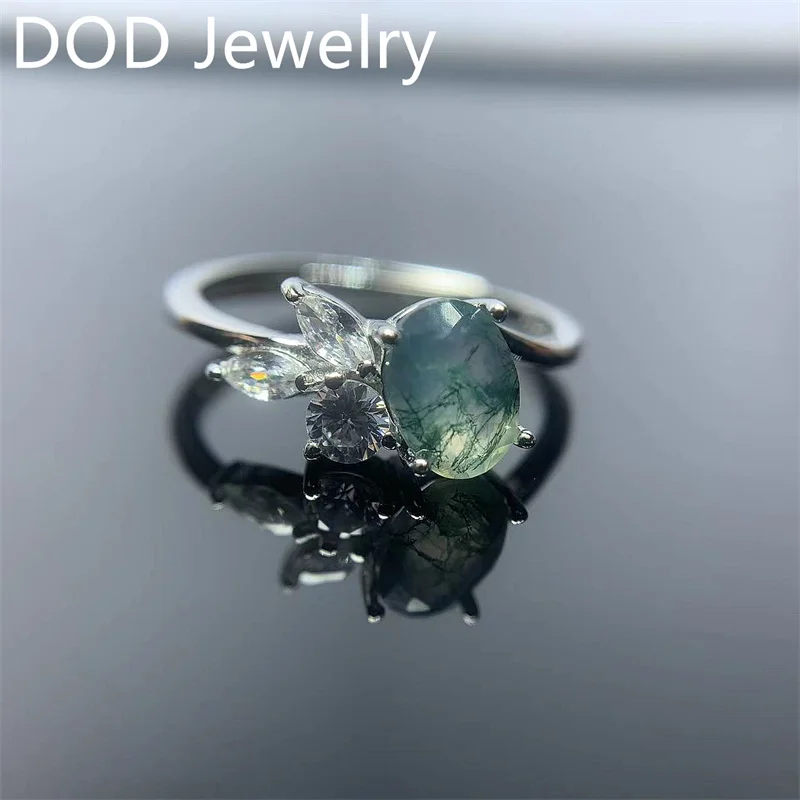 Natural Moss Agate Ladies Gemstone Ring Solid 925 Sterling Silver Wedding Engagement Bride Unique Gift Fine Jewelry