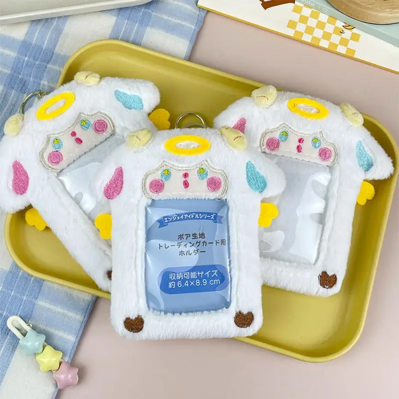 

3-дюймовый плюшевый держатель для карт с ангелом и ягненком, милые открытки с идолом, сумка для хранения карт, школьный рюкзак, подвеска, подарок для девочек