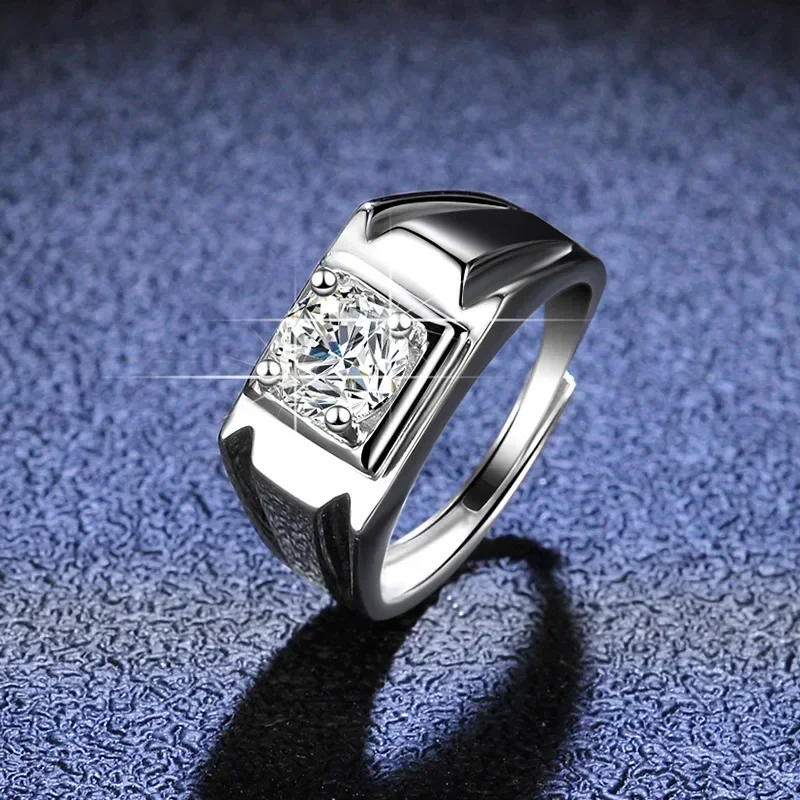 

Luxury Platinum PT950 Moissanite Rings For Men 1ct Diamonds Ring Jewelry Originales Certificados Wedding Rings