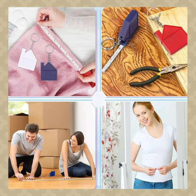 

AB45 60 Pcs House Shape Tape Measure Keychains 1M/3Ft Real Estate New House Gifts Closing Gifts For Home Buyer