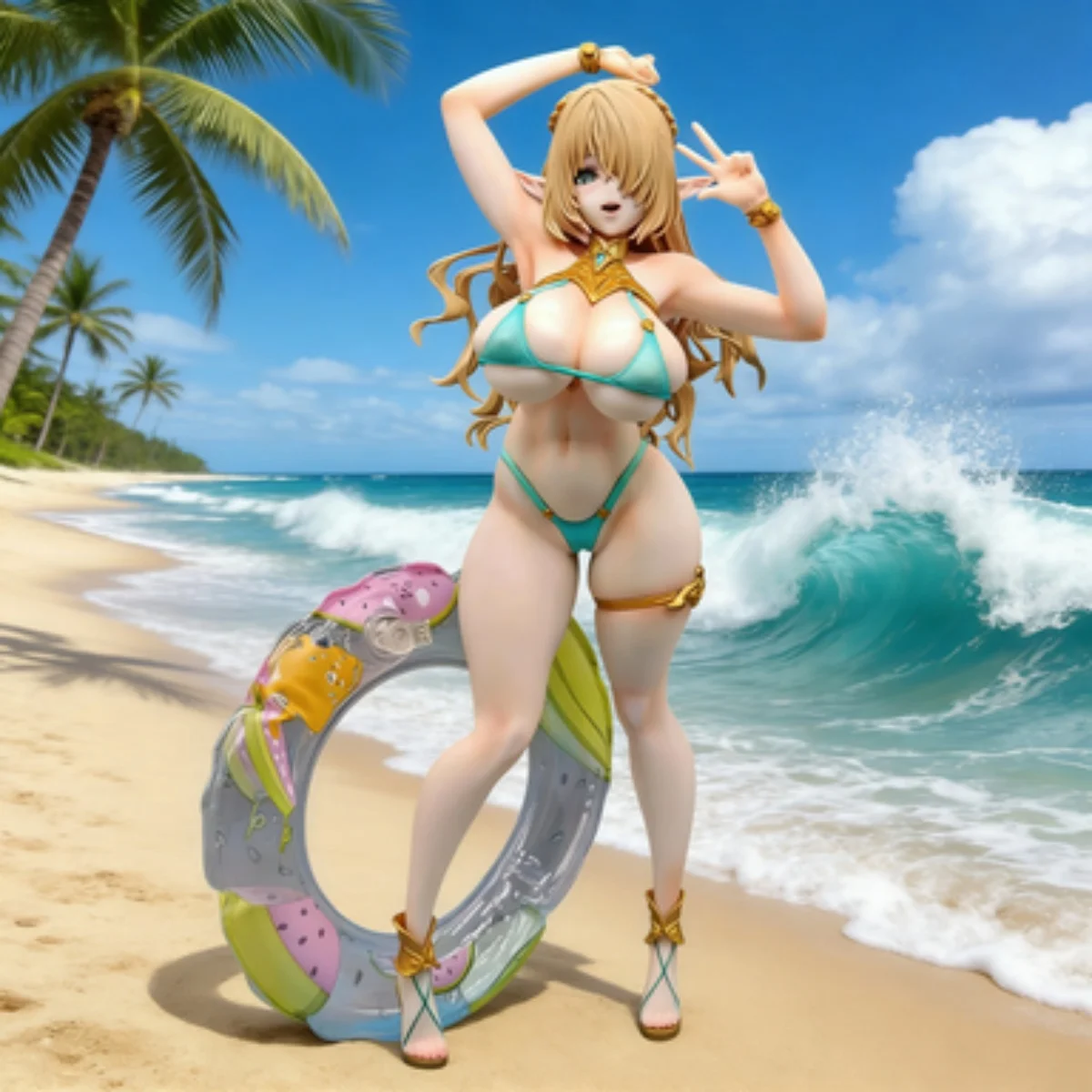 

Аниме-фигурка Восьмого Деревенского Жителя Сесил с плавательным кругом, статуэтка красивой девушки из Эльфийского Деревни, коллекционная модель, игрушка, подарок