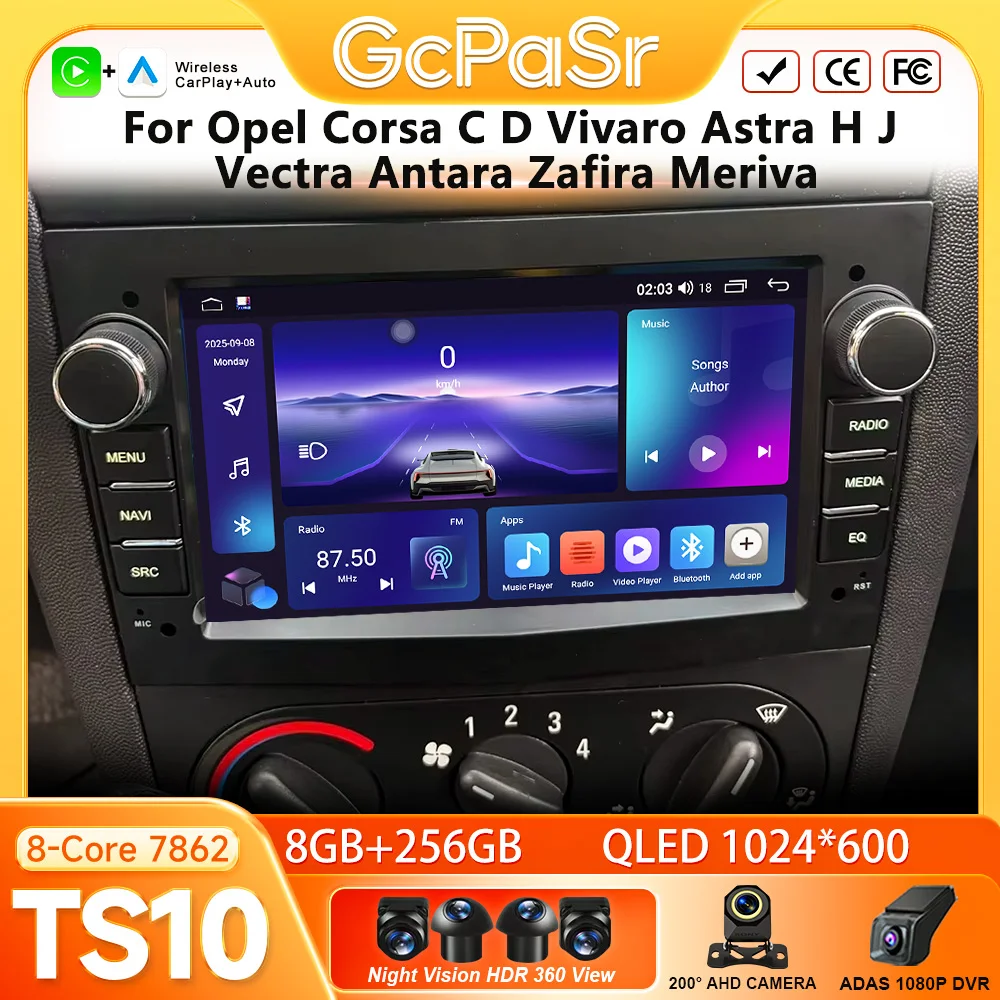 Car Radio Android Auto For Opel Corsa C D Vivaro Astra H J Vectra Antara Zafira Meriva GPS Navigation Carplay Display No 2din 4G