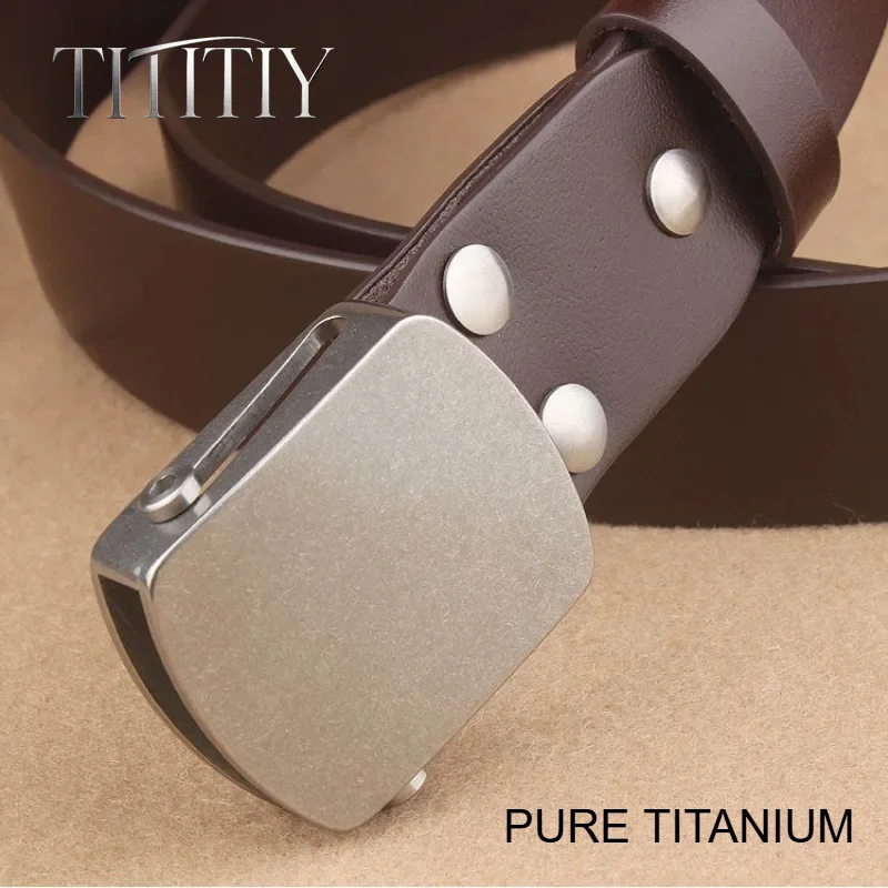2026 Men's Outdoor Tactical Leather Belt, Pure Titanium Automatic Roller Buckle - Top-Grain Cowhide Hypoallergenic Student Belts