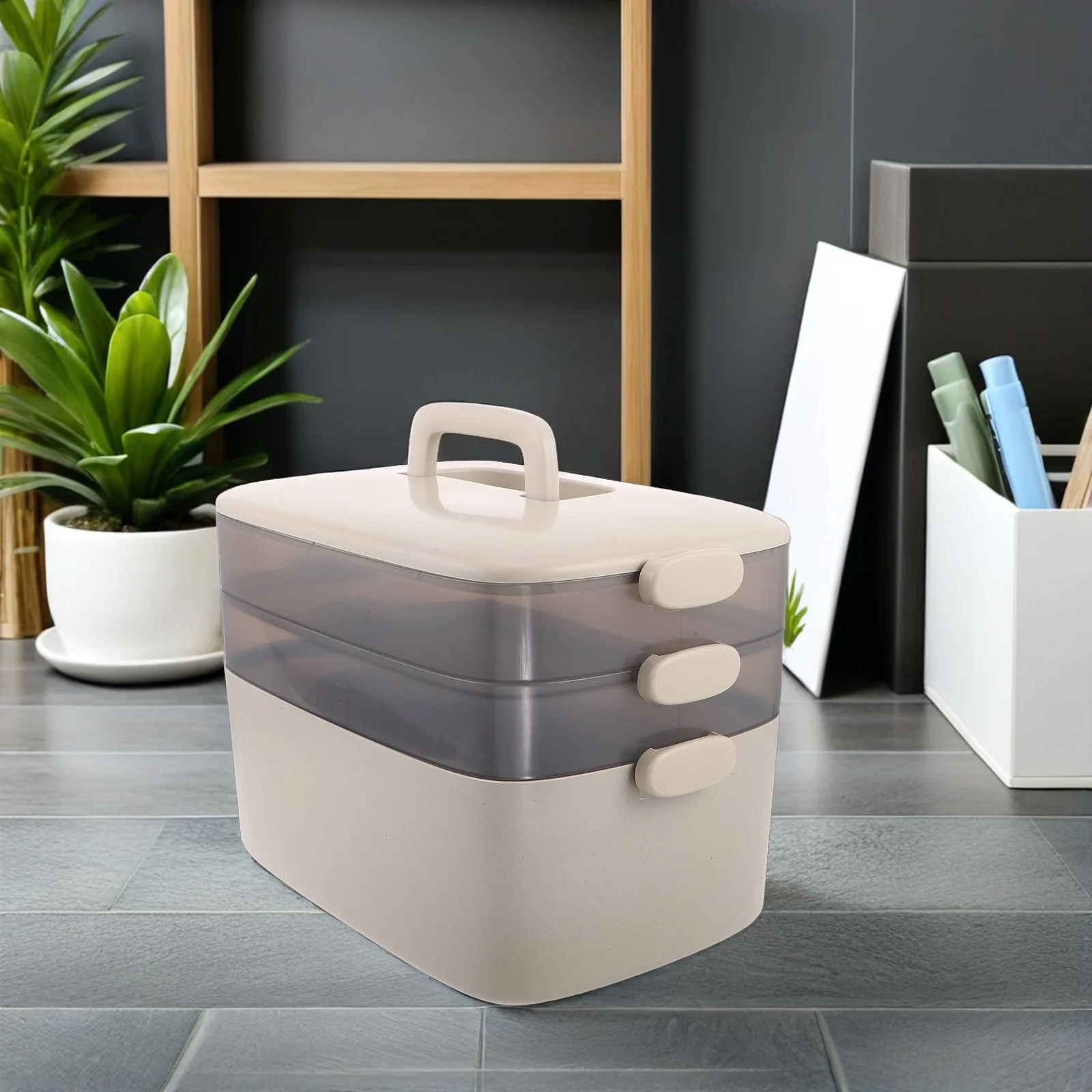 

3 Tier Medicine Organizer Box Portable 3-Layer Transparent Storage Cabinet With Handle Lid For Household Travel Car Use