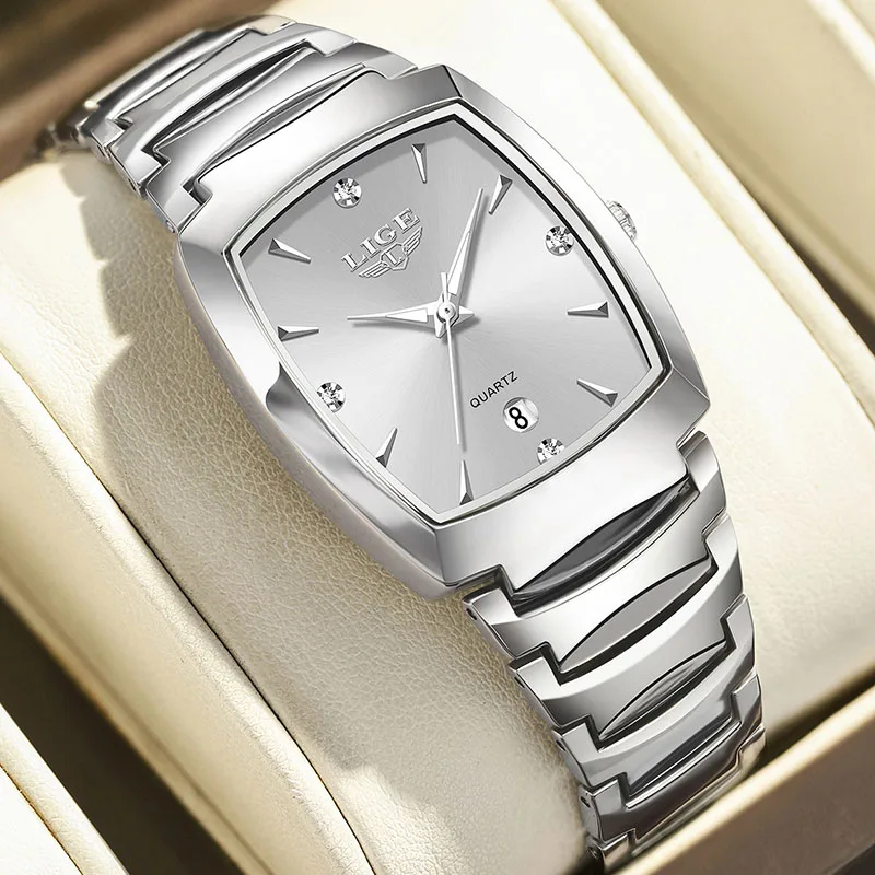 LIGE Fashion Elegant Women's Quartz Wristwatch Outdoor Sports Waterproof Watches For Women Luxury Square Bracelet Watch Women