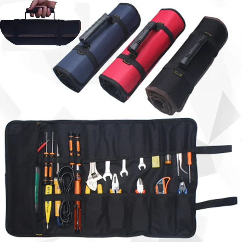 

1pc Multi-purpose Oxford Cloth Car Repair Kit Bag Screwdriver Plier Wrench Roll Repairing Tool Storage Bags Reel Electrician Bag