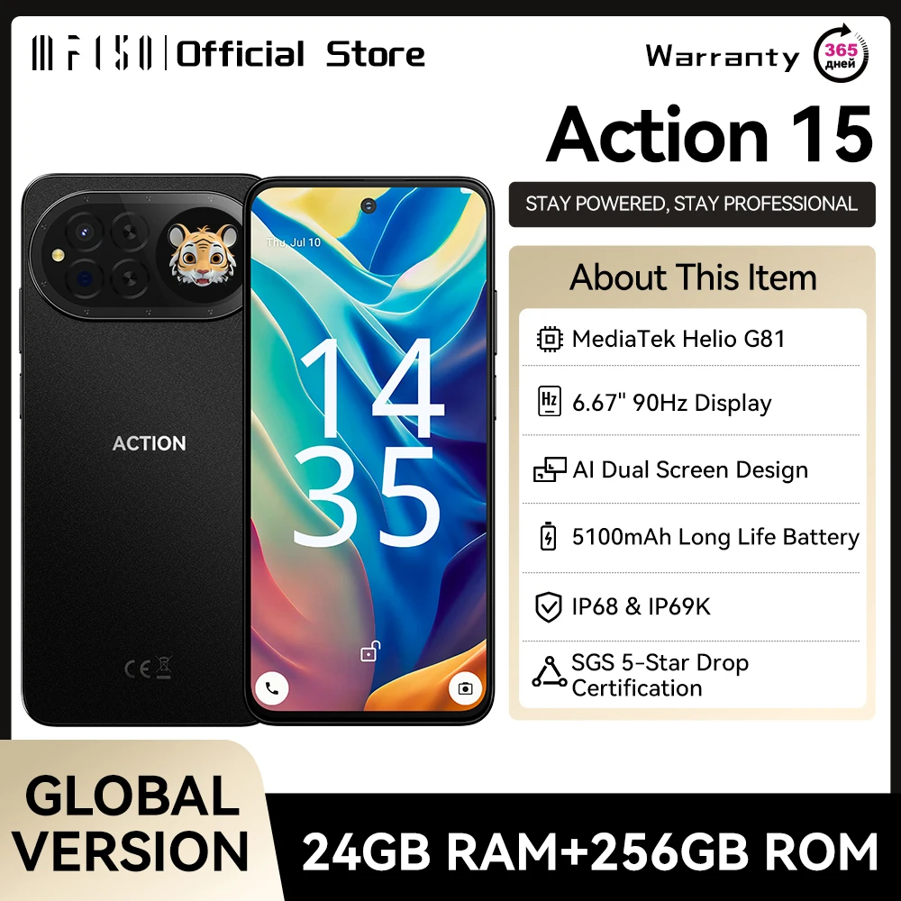 [World Premiere] IIIF150 Action 15 Phone Dual Screen Design Smartphone MTK G81 256GB ROM 6.67" HD+ Display 5100mAh IP68 IP69K