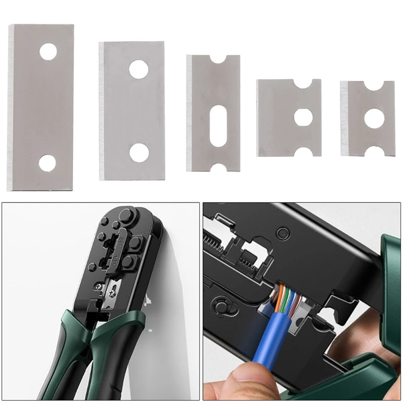 10Pcs/set Metal Network Clamp Blade Ethernet Cable Plier Replace Blade Network Power Crimper Accessories