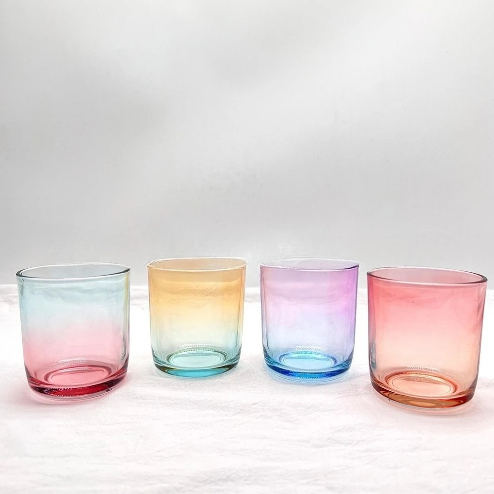 9OZ Arc Bottom Candle Cup With Dual Gradient Color Scented Candle Jar Romantic Candle Holder Decor
